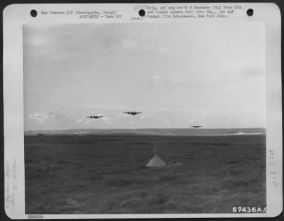 Thumbnail for Consolidated > Three Birstol 'Beaufighters' Take Off From A Runway At An Airbase Near Grottaglie, Italy, On 17 November 1943, For A Mission Over Enemy Installations.