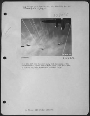 Consolidated > At A 12Th Aaf Martin B-26 Marauder Base, B-26S Of The Medterranean'S Oldest Medium Bomb Group Blaze Their Trail In The Sky To Blast German Held Northern Italy.