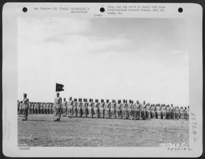 Thumbnail for Consolidated > Troops Stand At Attention During Ceremonies For The Presentation Of The Presidential Unit Citation To The 1St Fighter Group At An Air Base Somewhere In Italy.