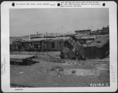 Thumbnail for Consolidated > Bomb damage to Littoria Railroad Yards, Rome, Italy.