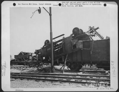 Thumbnail for Consolidated > Bomb damage to Littoria Railroad Yards, Rome, Italy.