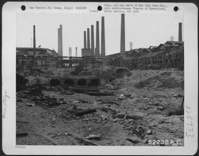 Thumbnail for Consolidated > Bomb damage to factory north of Rome, Italy.