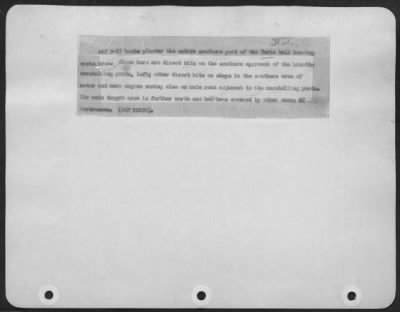 Thumbnail for Consolidated > AAF B-17 bombs plaster the entire southern part of the Turin ball bearing works area. Shown here are direct hits on the southern approach of the Linetto marshalling yards, left; other direct hits on shops in the southern area of motor and aero engine