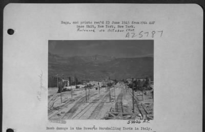 Thumbnail for Consolidated > Bomb Damage In The Roverto Marshalling Yards In Italy.