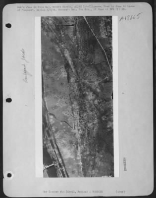 Creil > After bombing. Hits blanket entire yard, cutting main lines in 20 places, damaging majority of 700 freight cars.