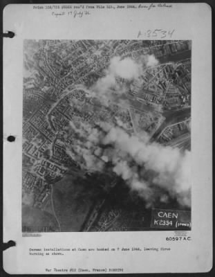 Thumbnail for Caen > German Installations At Caen Are Bombed On 7 June 1944, Leaving Fires Burning As Shown.