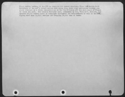 Thumbnail for Ile D'Oleron > First Medium Bombers In The Eto To Complete 600 Combat Missions, First Tac Martin B-26 Marauders Of The Aaf'S Oldest Medium Bomb Group Drop Their High Explosives Through Complete Overcast On A Troop Concentration On The Ile D'Oleron Off The West Coast Of