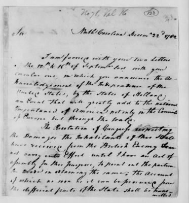 Thumbnail for Misc Ltrs to Congress 1775-89 > M (Vol 16)