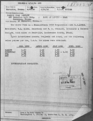 Thumbnail for Bureau Section Files, 1909-21 > COST OF LIVING - COAL (#181092-316-1)