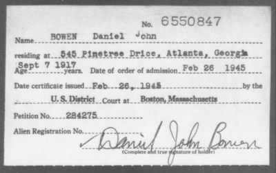 1945 > BOWEN Daniel John