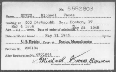 1945 > BOWEN, Michael James