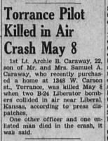 Thumbnail for Torrance Pilot Killed in Air Crash Torrance Herald May 10 1945.png