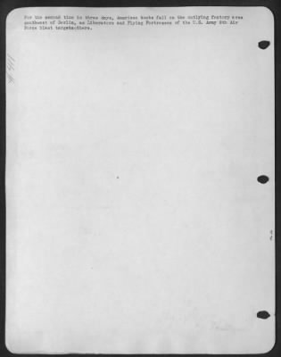 Consolidated > For the second time in three days, American bombs fall on the outlying factory area southwest of Berlin, as Liberators and Flying Fortresses of the U.S. Army 8th Air Force blast targets there.