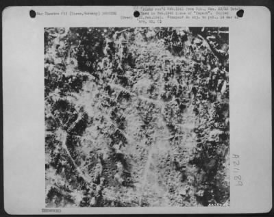 Thumbnail for Consolidated > Center of Duren, Germany was erased by RAF on 16 Nov. 1944 while 8th AF hammered outskirts. Photo was taken two days later.