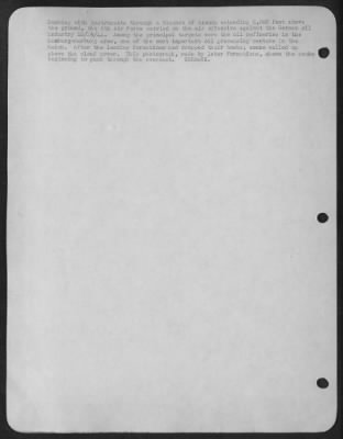 Consolidated > Bombing with instruments through a blanket of clouds extending 8,000 feet above the ground, the 8th Air Force carried on the air offensive against the German oil industry 10/25/44. Among the principal targets were the oil refineries in the Hamburg