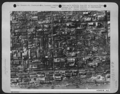 Thumbnail for Consolidated > The oil works of the I.G. Farben industry at Ludwigshaven, Germany, have been temporarily knocked out of production by repeated attacks of the U.S. Army 8th Air Force heavy bombers during Sept 44.