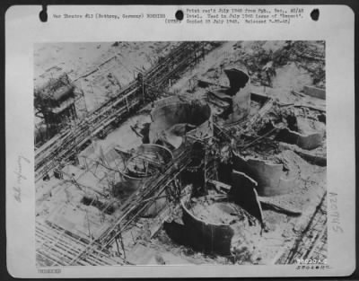 Thumbnail for Consolidated > Synthetic Oil Plant At Bottrop, West Of Gelsenkirchen, Germany, Produced Approximately 100,000 Tons Of Oil Per Month For The German War Machine Before It Was Wrecked By Us 8Th Af And The Raf.  The Cement Enclosures For The Tanks Offered Little Protection