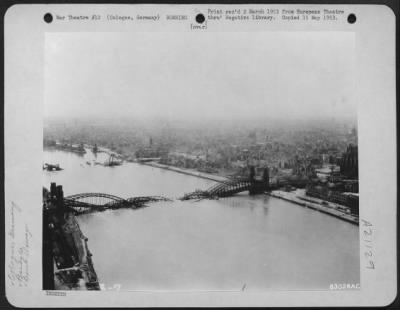 Consolidated > Bombed Hohenzollern Bridge, Cologne, Germany.