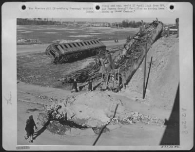 Consolidated > 3 Strikes In A Row By Us 8Th Af.  In The Foreground, Blasted Rail Transport; Across The Road, A Pot-Holed Airfield; And In The Middle Distance, Blasted Buildings, Roofles And Windowless, At Frankfurt, Germany.