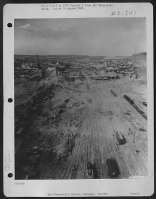 Thumbnail for Consolidated > Aerial View Of The Bomb Damaged Railroad Yards At Fulda, Germany.  9 May 1945.