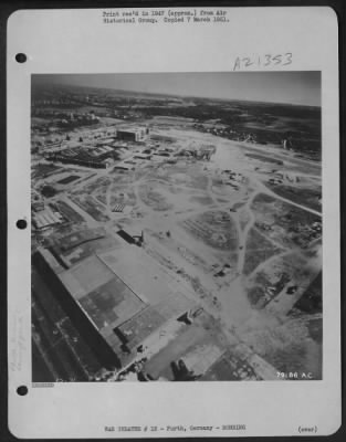 Thumbnail for Consolidated > Aerial View Of The Bomb Damaged Bachmann Von Blumenthal Aircraft Assembly Plant At Furth, Germany.  16 May 1945.