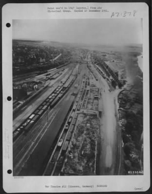 Consolidated > Aerial View Of The Bomb Damaged Railroad Yards At Giessen, Germany.  9 May 1945.