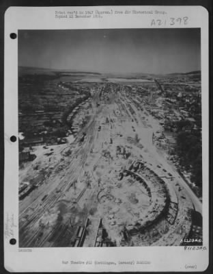 Thumbnail for Consolidated > Aerial View Of The Bomb Damaged Railroad Yards At Gottingen, Germany.  12 May 1945.