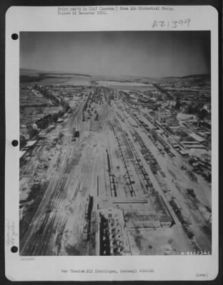 Thumbnail for Consolidated > Aerial View Of The Bomb Damaged Railroad Yards At Gottingen, Germany.  12 May 1945.