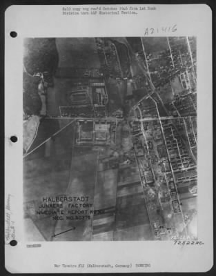 Thumbnail for Consolidated > Bombing Damage To The Junkers Factory At Halberstadt, Germany.  1St Bomb Division, 21 Sept. 1944.