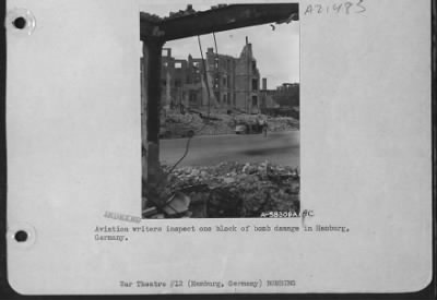 Thumbnail for Consolidated > Aviation Writers Inspect One Block Of Bomb Damage In Hamburg, Germany.