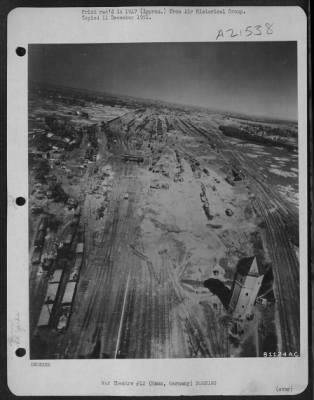 Thumbnail for Consolidated > Aerial View Of The Bomb Damaged Railroad Yards At Hamm, Germany.  12 May 1945.