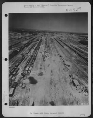 Consolidated > Aerial View Of The Bomb Damaged Railroad Yards At Hamm, Germany.  12 May 1945.