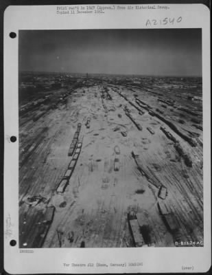 Consolidated > Aerial View Of The Bomb Damaged Railroad Yards At Hamm, Germany.  12 May 1945.