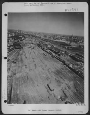 Thumbnail for Consolidated > Aerial View Of The Bomb Damaged Railroad Yards At Hamm, Germany.  12 May 1945.