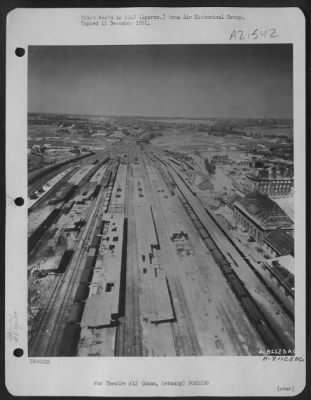 Thumbnail for Consolidated > Aerial View Of The Bomb Damaged Railroad Yards At Hamm, Germany.  12 May 1945.