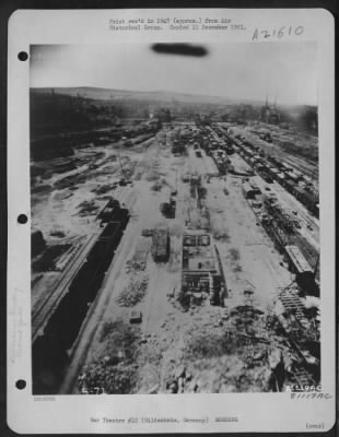 Thumbnail for Consolidated > Aerial View Of The Bomb Damaged Railroad Yards At Hildensheim, Germany.  10 May 1945.