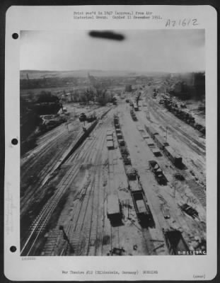 Thumbnail for Consolidated > Aerial View Of The Bomb Damaged Railroad Yards At Hildensheim, Germany.  10 May 1945.