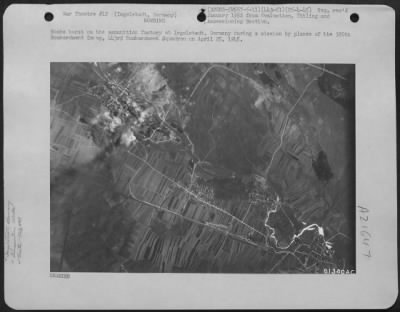 Thumbnail for Consolidated > Bombs Burst On The Ammunition Factory At Ingolstadt, Germany During A Mission By Planes Of The 320Th Bomb Group, 443Rd Bombardment Squadron, April 25 1945.