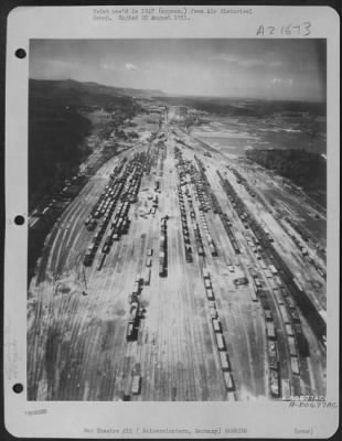 Thumbnail for Consolidated > Aerial View Of The Bomb Damaged Railroad Yards At Kaiserslautern, Germany.  8 May 1951. [Year Probably An Error - 8 May 1945 According To Following Caption]