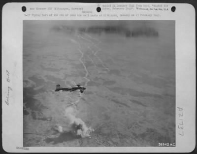 Thumbnail for Consolidated > Boeing B-17 "Flying Fortress" Of 8Th Af Over The Rail Yards At Kitzingen, Germany On 23 Feb. 1945.