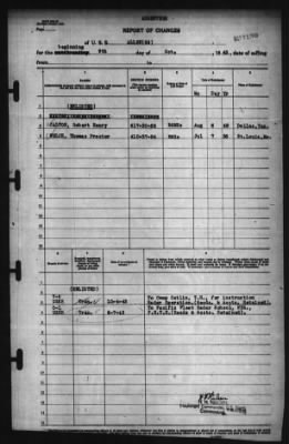 Report of Changes > 9-Oct-1943