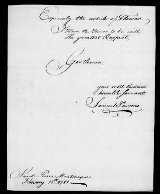 Diplomatic despatches and letters received from Samuel Parsons, 1780-81.