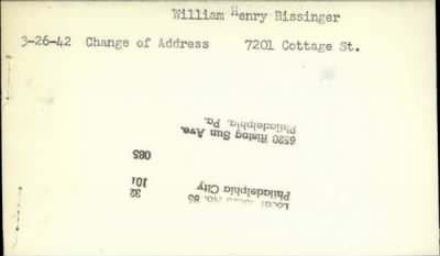 Thumbnail for William Henry > Bissinger, William Henry