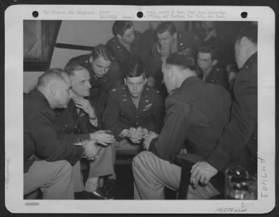 Thumbnail for Groups > Left To Right: Lt. Gen. James Doolittle And Lt. Gen. Carl Spaatz In An Informal Discussion With Air Force Men Of A Unit Which Has Just Completed Its 100Th Mission Over Europe.  England.