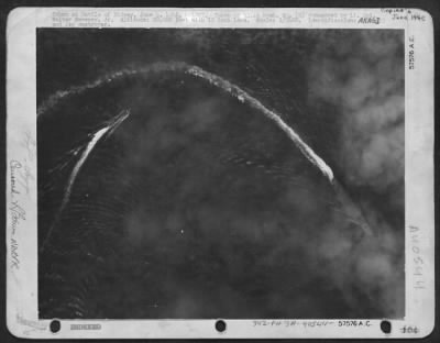 Thumbnail for Consolidated > Taken At The Battle Of Midway, June 4, 1942, 0810Mt. Taken By 431St Bomb Sq. (H) Commanded By Lt. Colonel Walter Sweeney, Jr. Altitude: 20,000 Feet With 12 Inch Lens. Scale: 1/5400. Identification: Jap Carrier Akagi And Jap Destroyer.