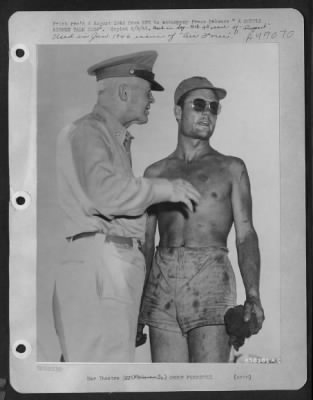 Groups > A Couple Of Airmen Talk Shop -- General Of The Army H. H. Arnold, Commander Of Army Air Forces, Finds Himself Engaged In Deep Technical Discussion Of The B-29 Superfortress In One Of His Recent Tours To The Pacific Theatre. This Unusually Candid Photo Was