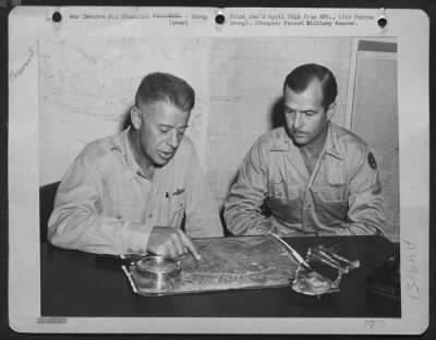 Groups > Bri Gen Paul B. Wurtsmith, Right, Newly Appointed Commander Of The 13Th Af, Conferring With Lt. Gen. George C. Kenny, Commander Of The Far East Air Force, Including The 13Th And 5Th. Three Years Ago Gen. Wurtsmith Reported To The Southwest Pacific Theater