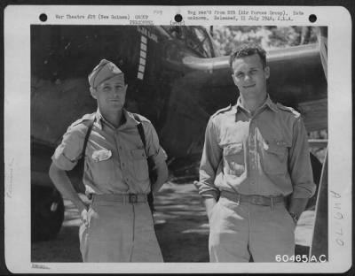 Groups > 1St Lt. John H. Lane Of Bakersfield, Calif., (Left) Has Destroyed 5 Enemy Planes And Capt. Paul M. Stanch Of Audubon, N.J., (Right) Has Shot Down 9 Jap Planes In Air Combat Against The Japs In New Guinea. [Posed In Front Of Lt. Lane'S Lockheed P-38]