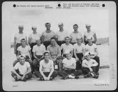 Groups > Communications Section Personnel Of The 6Th Aircraft Repair Unit (Floating) Pose For The Photographer Aboard Ship Somewhere In The Pacific. 7 September 1945.