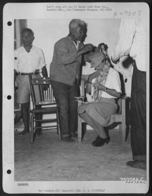 Thumbnail for Groups > During Her Tour Of The Pacific Bases Mrs. F. D. Roosevelt Is Given A Formal Presentation At Penrhyn Island, Line Group By Chief Elder, 1943.